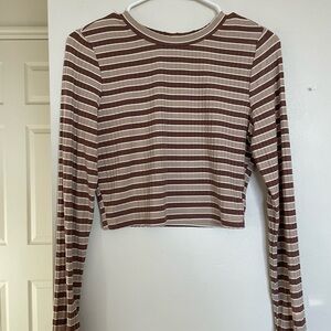 brown striped long sleeve